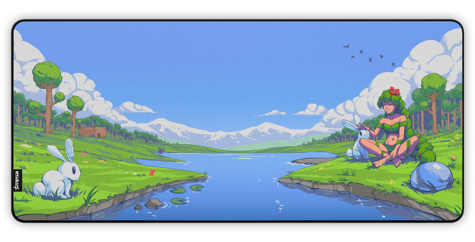 Hystar Dryad deskmat, top-down view of the full print