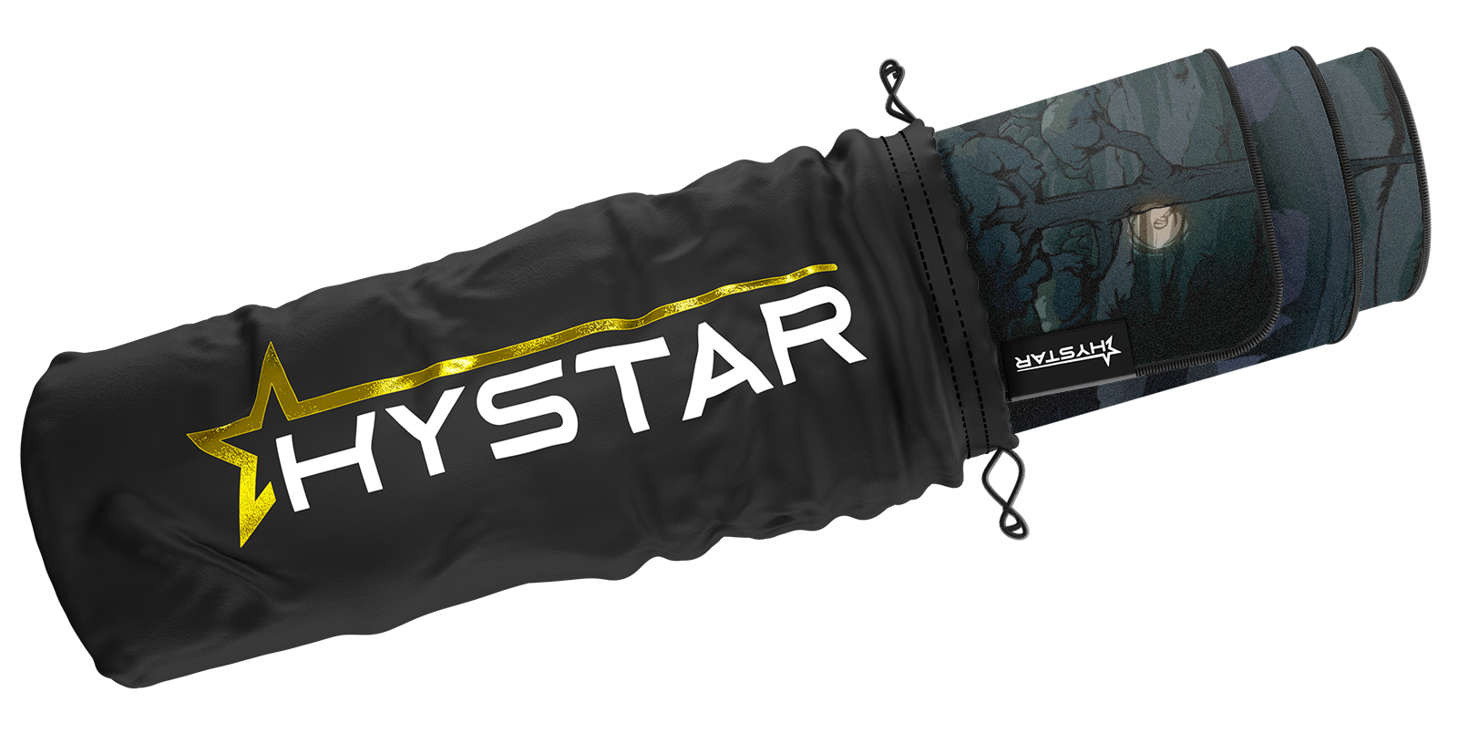 Hystar Eye of Cthulhu deskmat rolled up in its carry bag