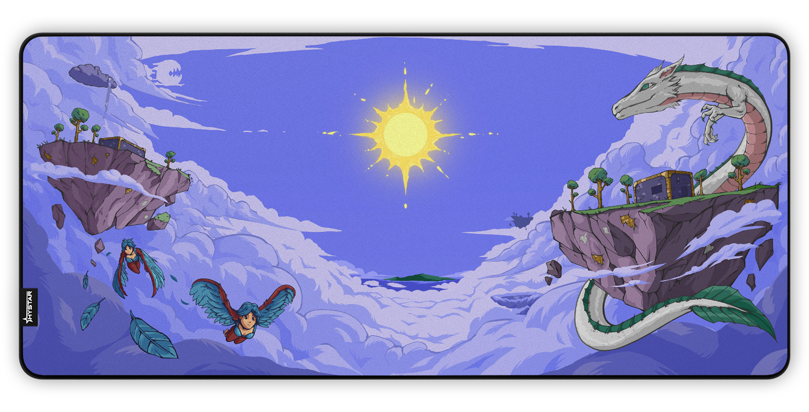 Hystar Floating Island deskmat, top-down view of the full print
