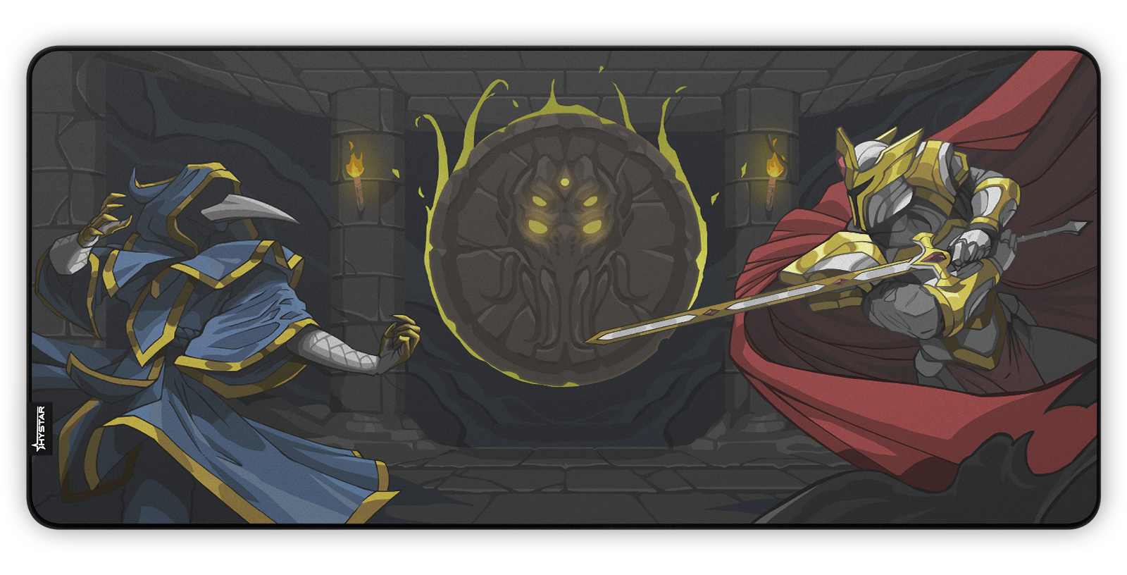 Hystar Lunatic Cultist deskmat, top-down view of the full print
