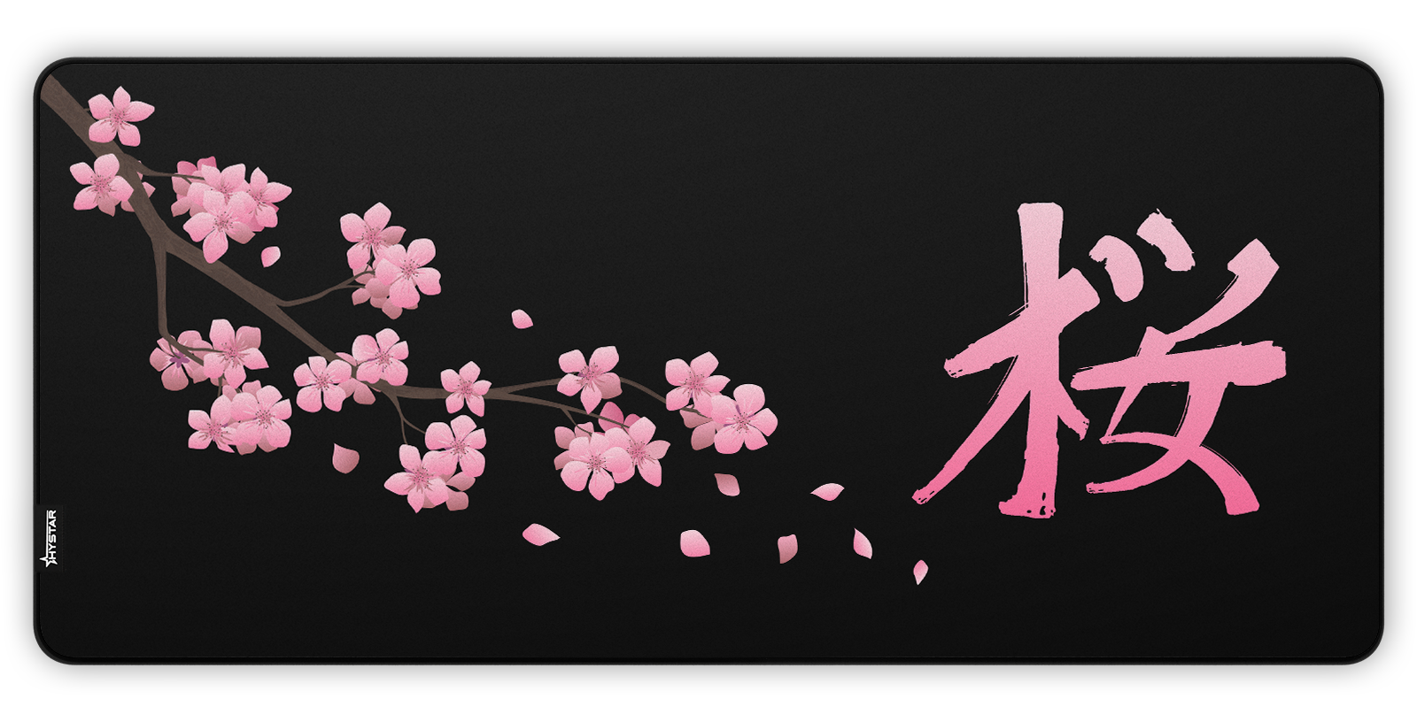 Hystar Blossom deskmat, top-down view of the full print
