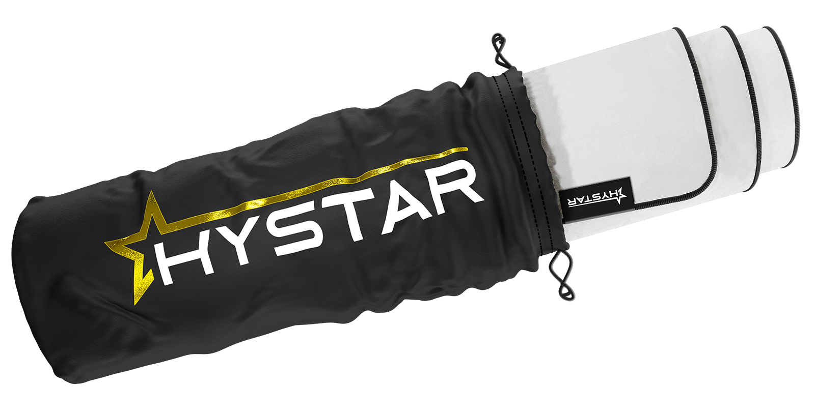 Hystar Classic deskmat in White rolled up in its carry bag. White XXL (36" x 16"), White XXXL (45" x 20")