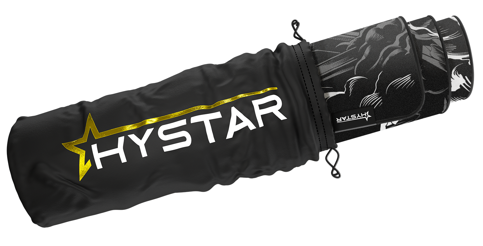 Hystar Death deskmat rolled up in its carry bag