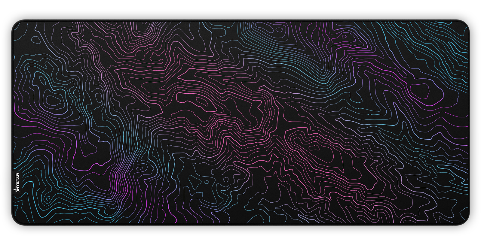Hystar Dreamy Topo deskmat in Dark, top-down view of the full print. Dark XXL (36