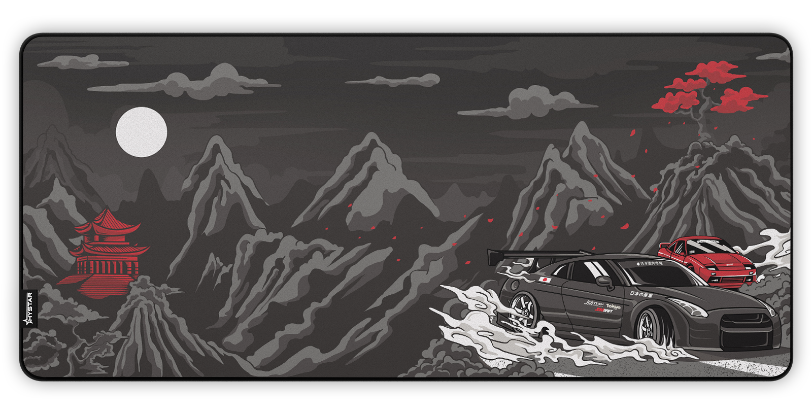 Hystar Drift deskmat, top-down view of the full print