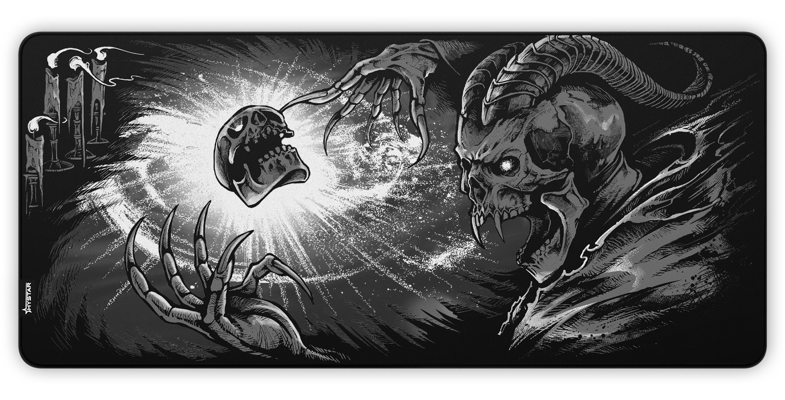 Hystar Goety deskmat, top-down view of the full print