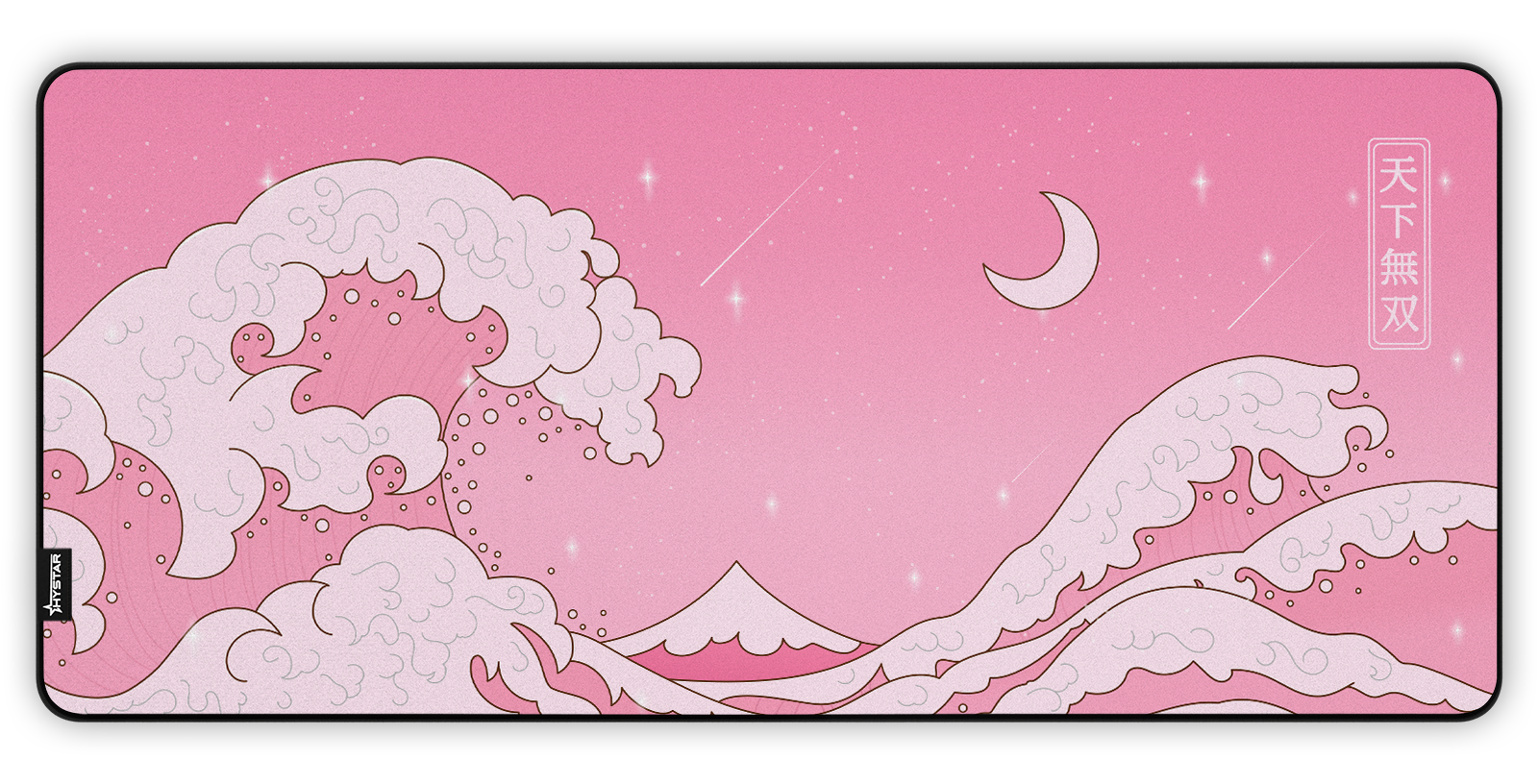 Hystar Kawaii Wave deskmat, top-down view of the full print