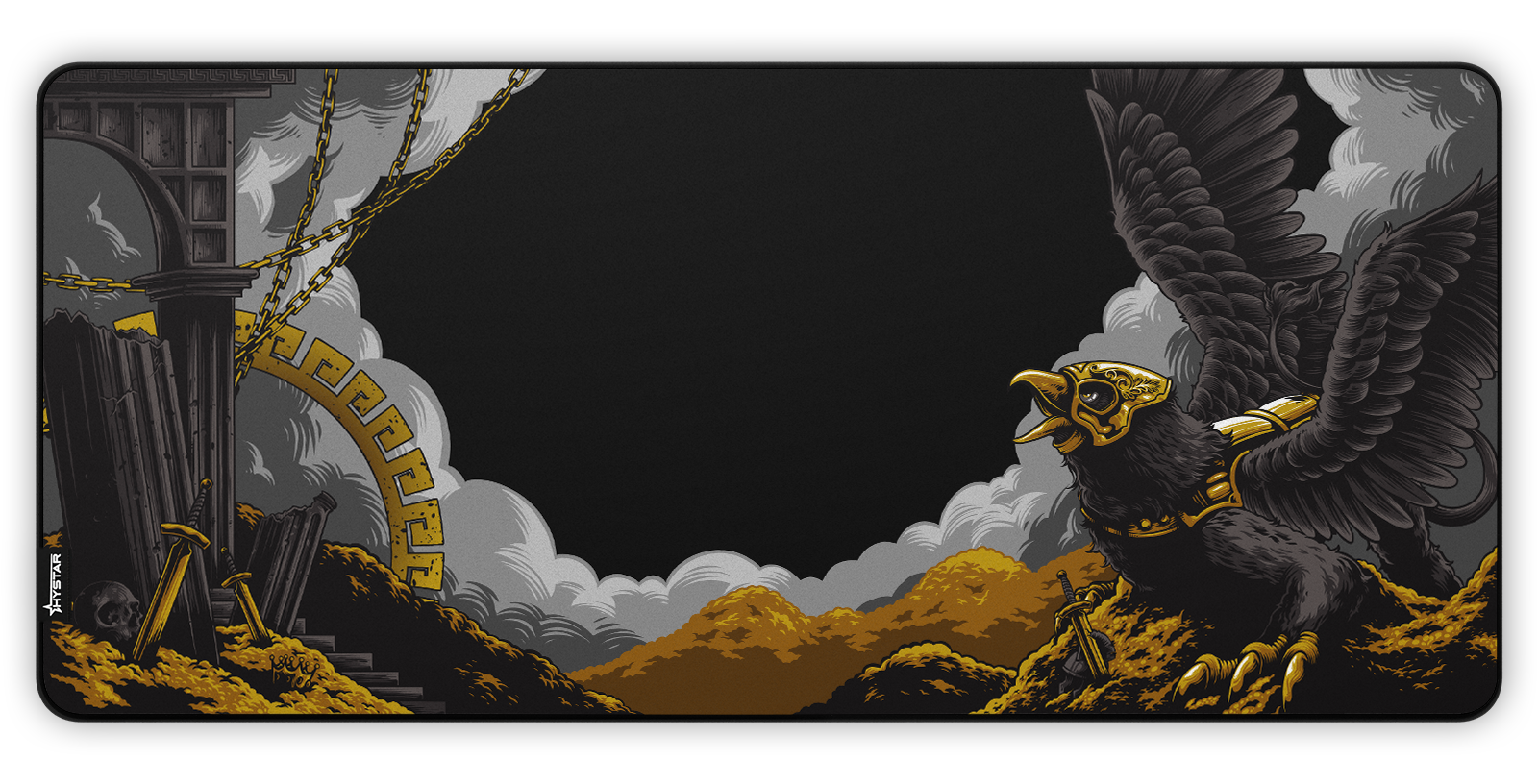 Hystar Griffin deskmat, top-down view of the full print