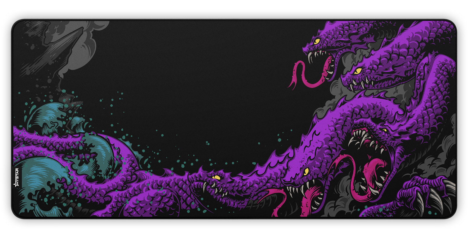 Hystar Hydra deskmat, top-down view of the full print