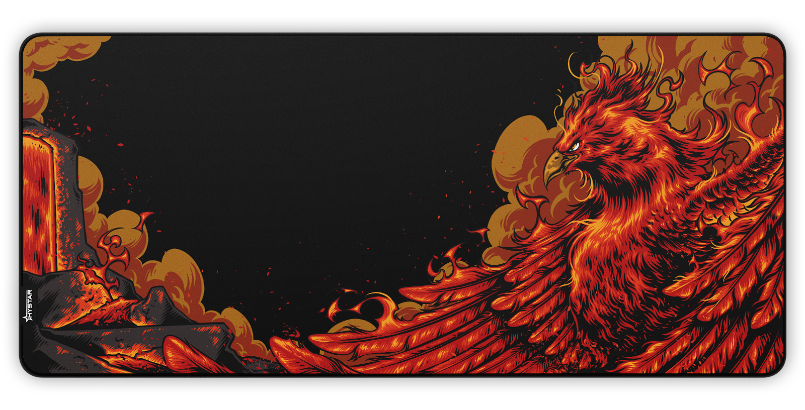 Hystar Phoenix deskmat, top-down view of the full print