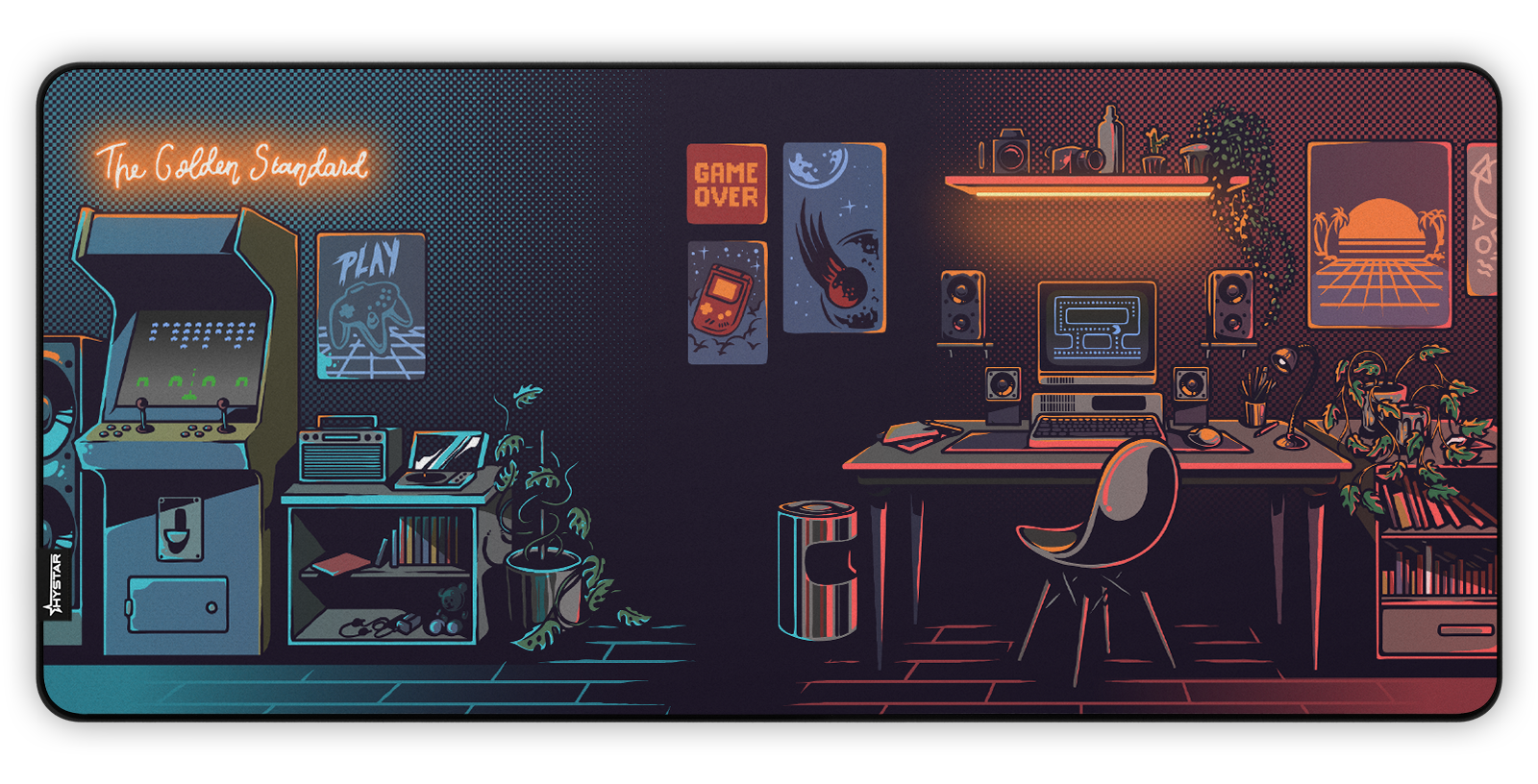 Hystar Nostalgia deskmat, top-down view of the full print