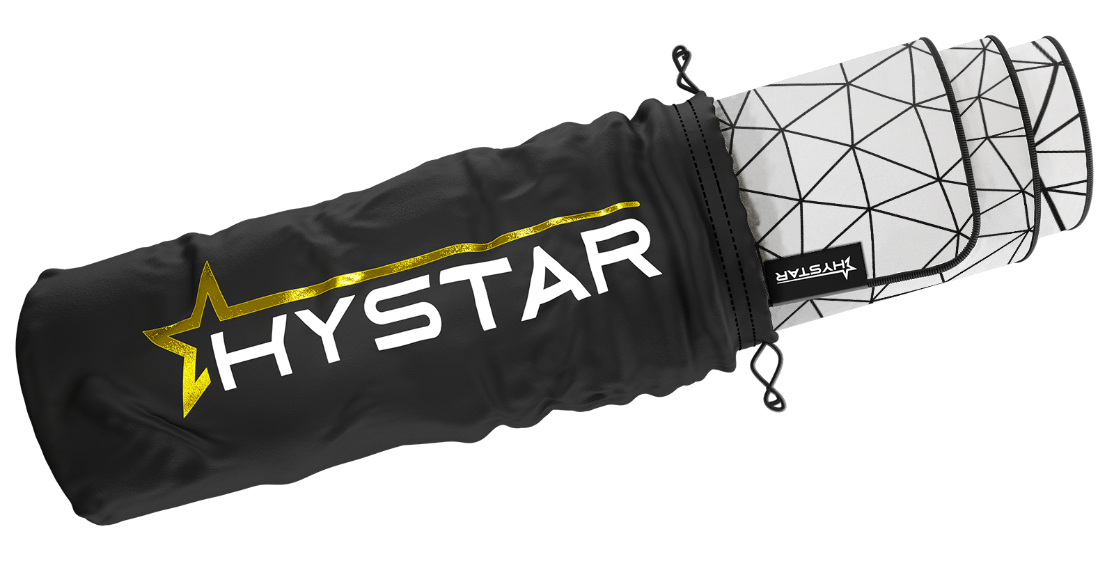 Hystar Poly deskmat in White rolled up in its carry bag. White XXL (36" x 16"), White XXXL (45" x 20")