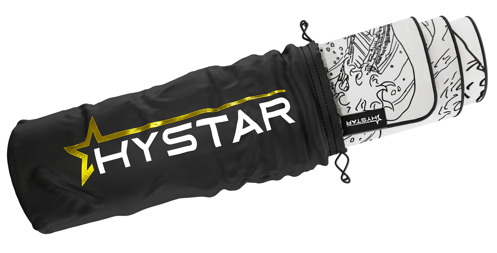 Hystar The Great Wave deskmat in White rolled up in its carry bag. White XXL (36" x 16"), White XXXL (45" x 20")