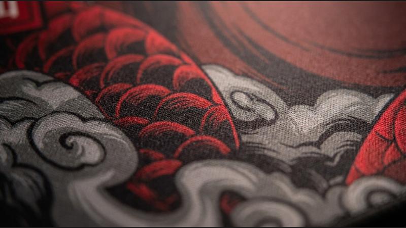 Dragon dye-sublimated print close-up