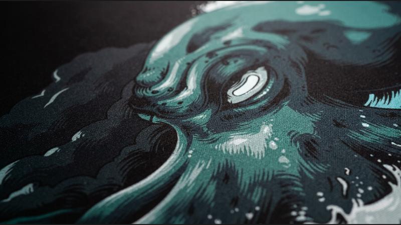 Kraken dye-sublimated print close-up
