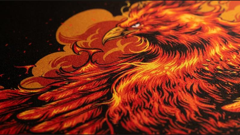 Phoenix dye-sublimated print close-up