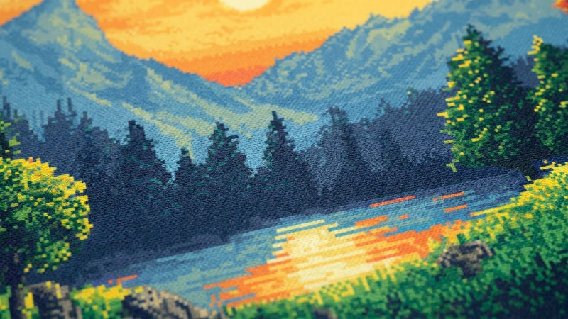 Pixel Ridge dye-sublimated print close-up