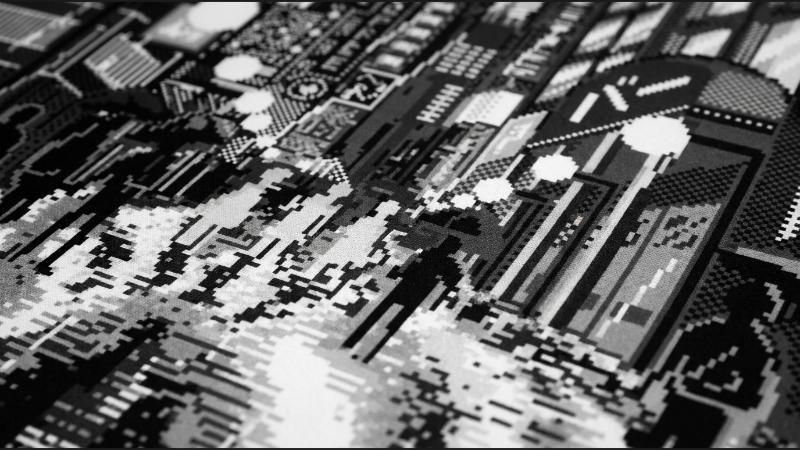 Retro Tokyo Black and White dye-sublimated print close-up