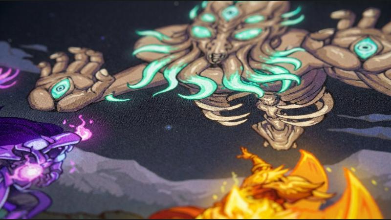 Moon Lord dye-sublimated print close-up