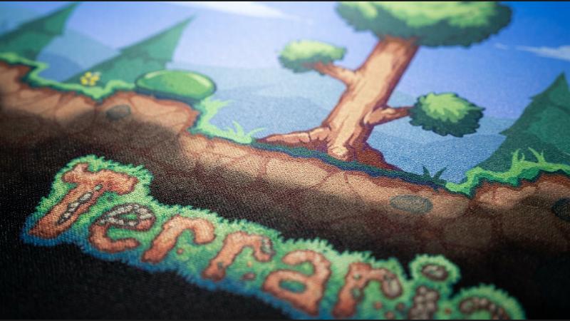 Overworld dye-sublimated print close-up