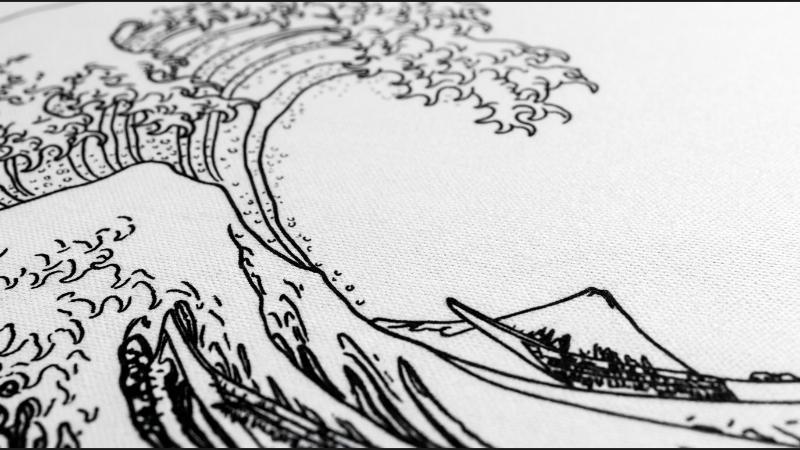 The Great Wave White dye-sublimated print close-up